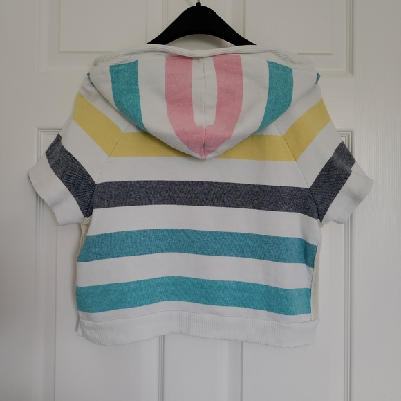 SPLENDID x GRAY MALIN Shoreline striped Misses size S short sleeve hoodie - Picture 2 of 6